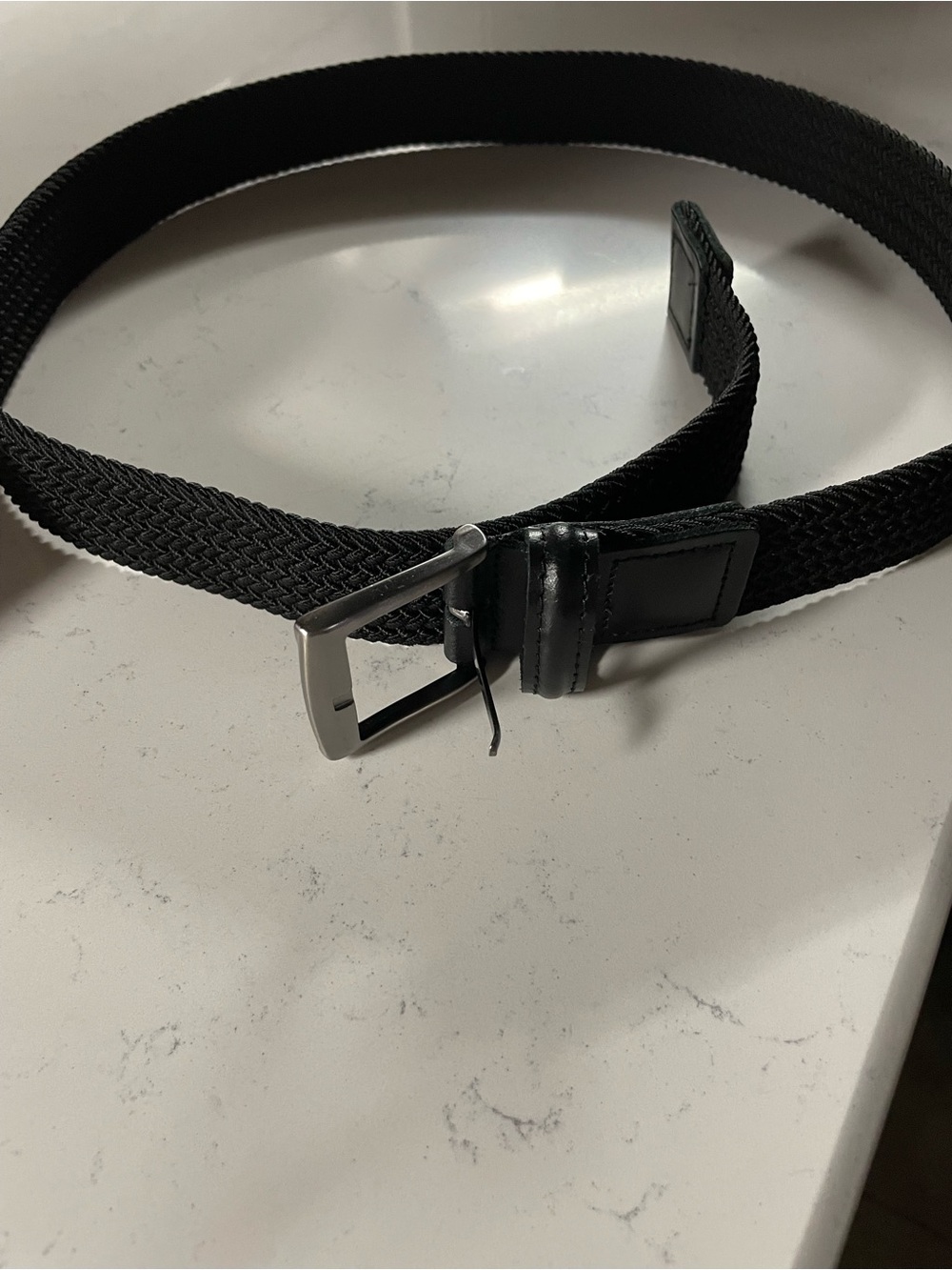 Source Unknown Black Woven Belt with Silver Buckle